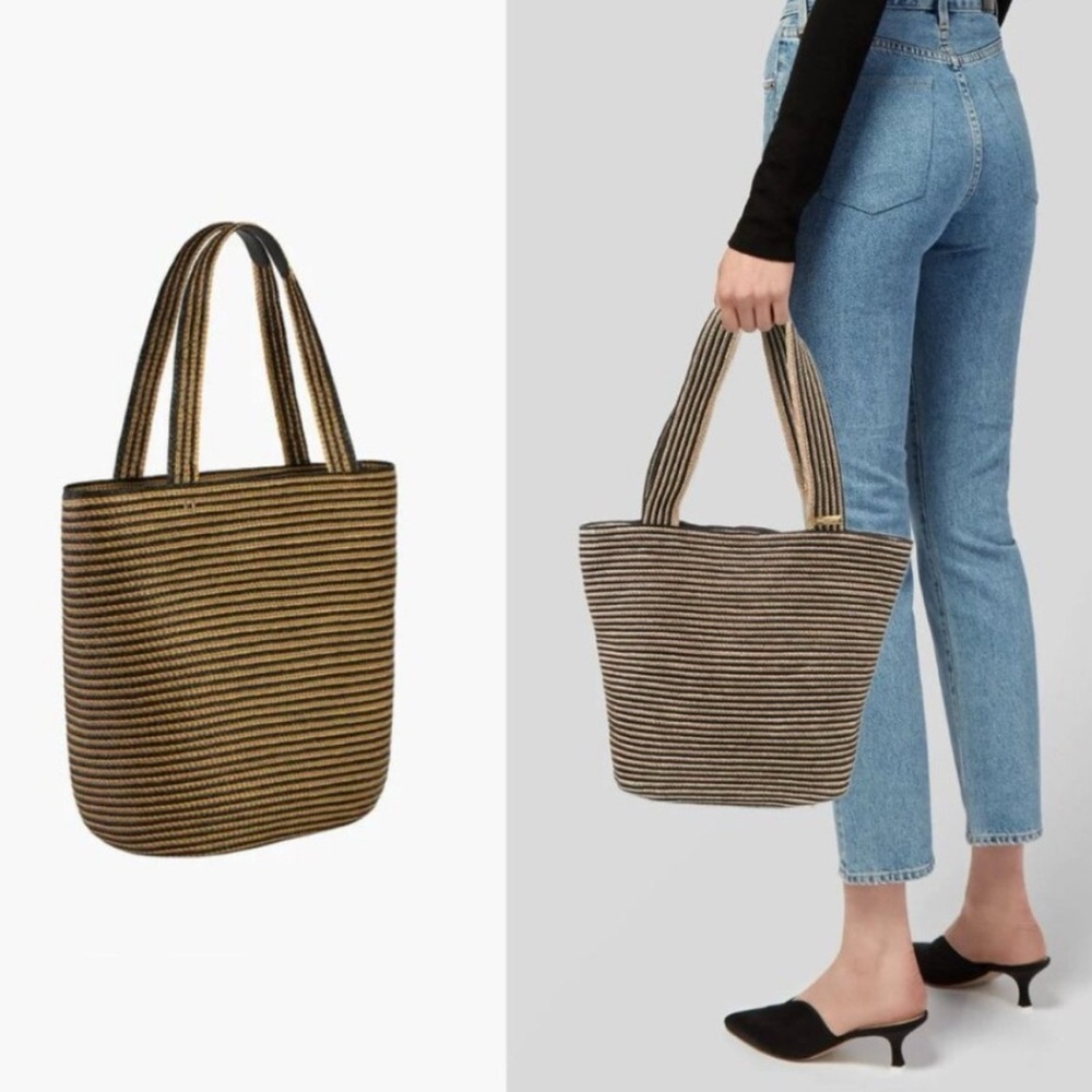 Eric Javits Squishee Tote Natural & Black Stripe